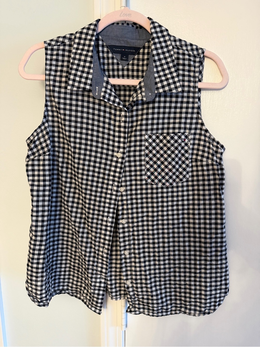 Tommy Hilfiger Black & White Gingham Button-Up Shirt